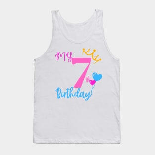 7th Birthday Girl Shirt - Cute Tee for Seventh Birthday Celebration Tank Top